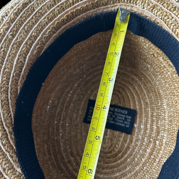 Eric Javitz Straw Packable Sun Hat Woven with Black Bow Band - Picture 9 of 10